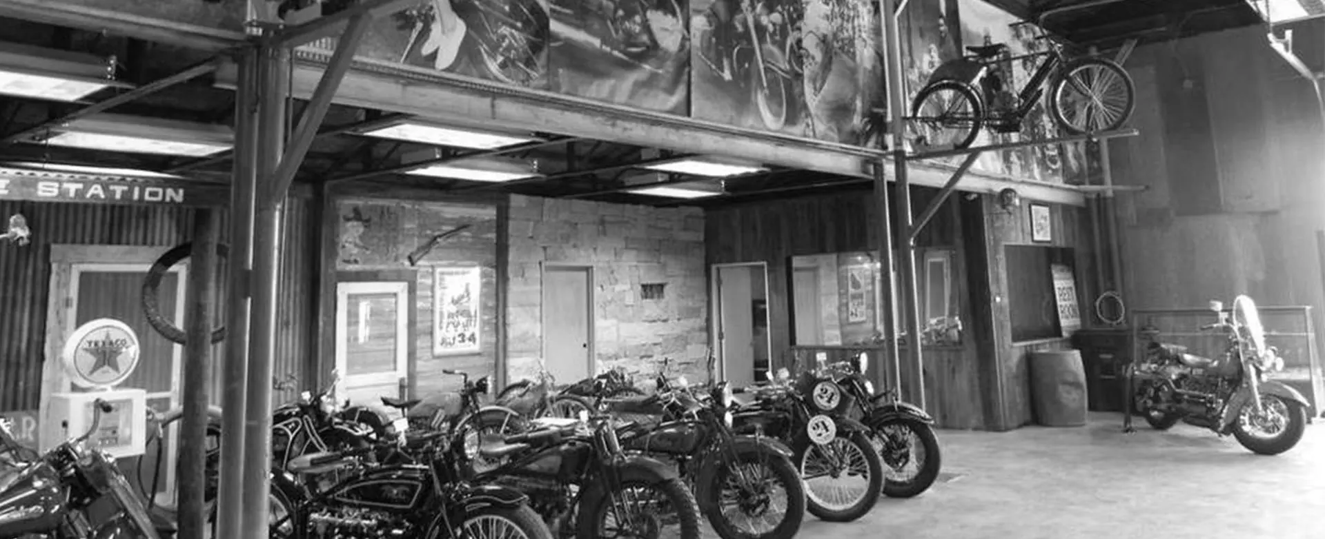 Vintage motorcycles inside Twisted Oz Motorcycle Museum